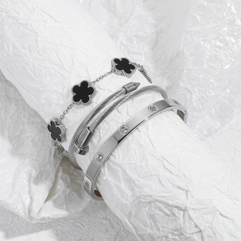 Jade cabbage Store Gold Bracelets for Women 18K Gold Plated Love Friendship Bracelet With Cubic Zirconia Cuff Bangle Jewelry Set Witness the Gift of Love - Image 5